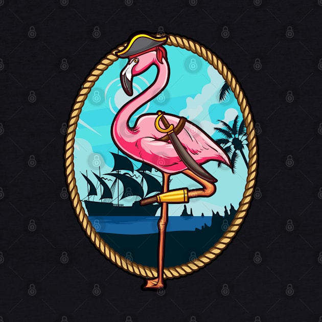 Pink Pirate Flamingo Peg Leg Flamingo Lover by Riffize